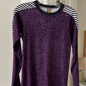 Helly Hansen Purple and Black Patterned Long Sleeve Top